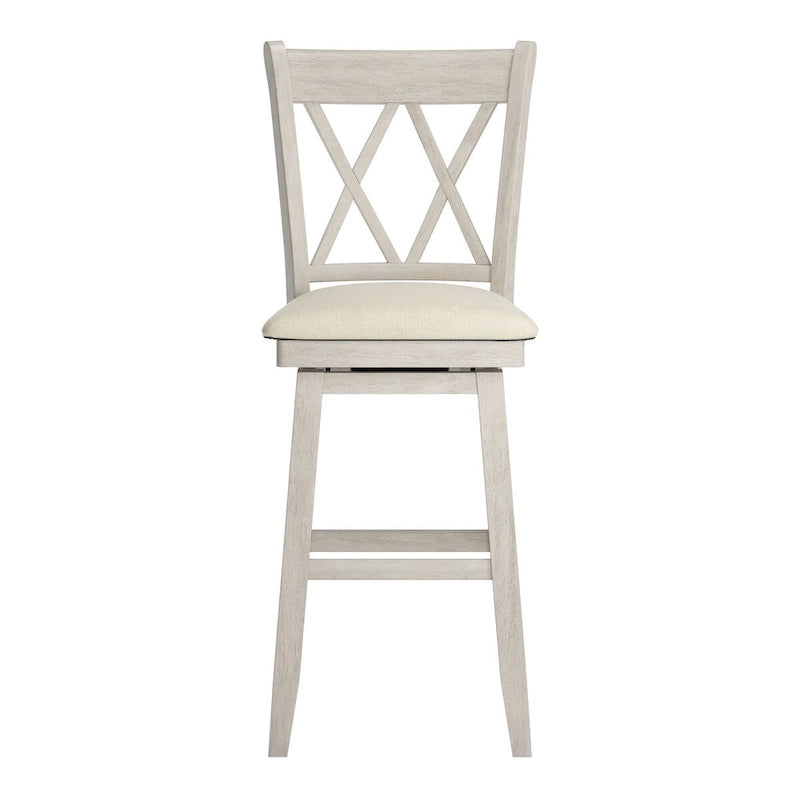 Tabouret de bar pivotant en bois à double dossier en X