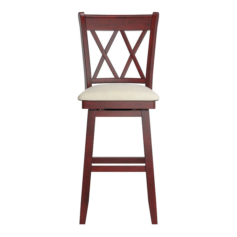 Tabouret de bar pivotant en bois à double dossier en X