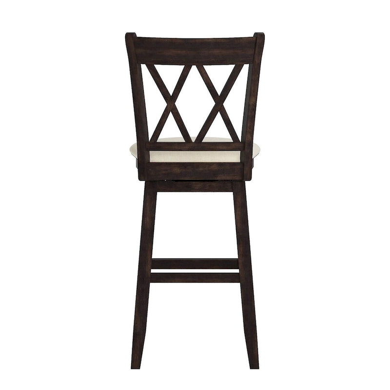 Tabouret de bar pivotant en bois à double dossier en X