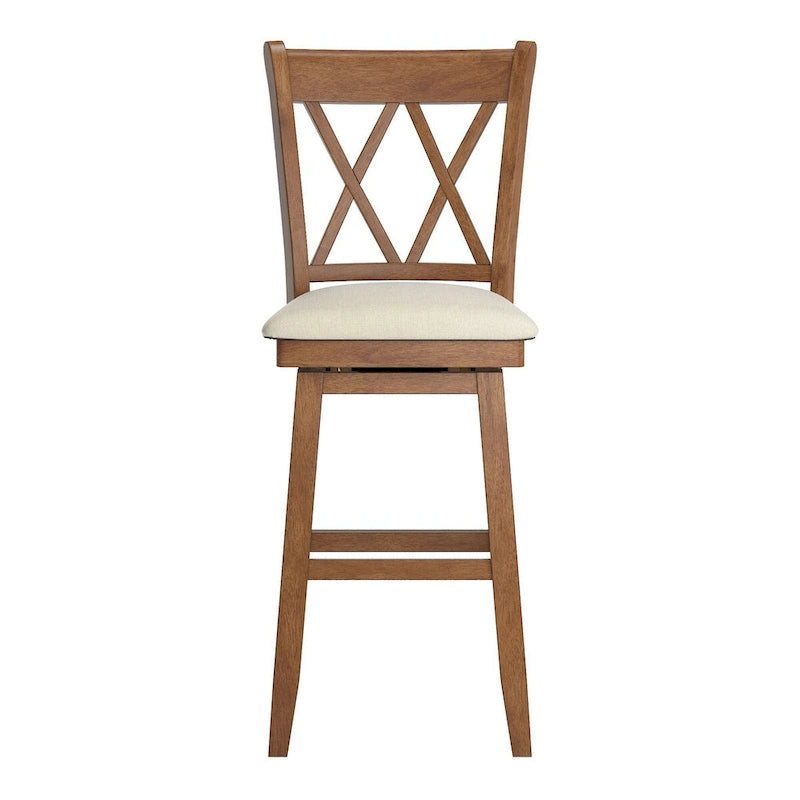 Tabouret de bar pivotant en bois à double dossier en X