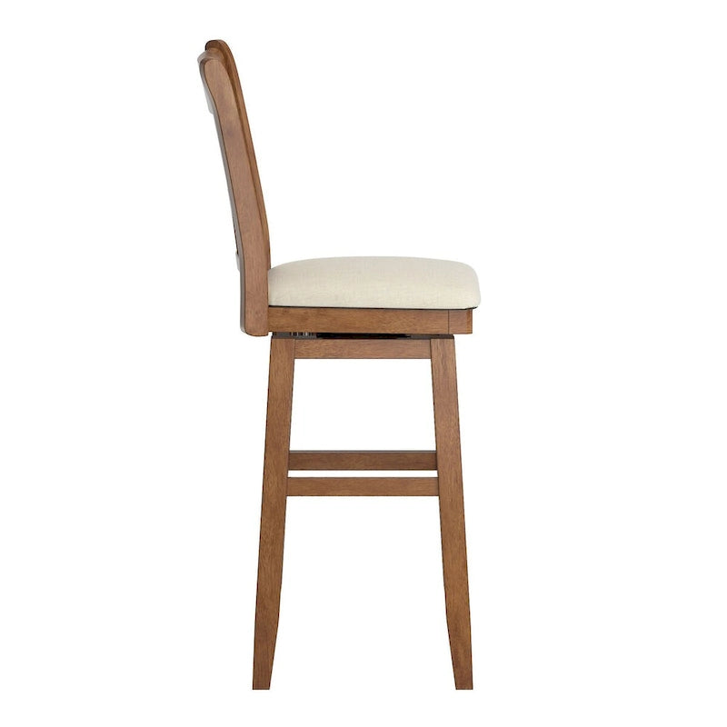 Tabouret de bar pivotant en bois à double dossier en X