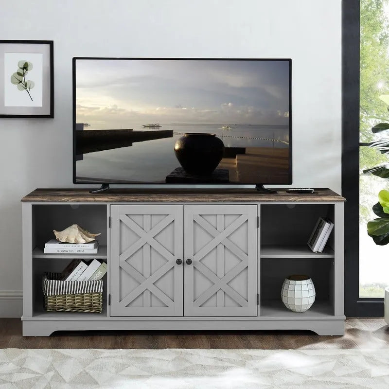 Meuble TV rustique extra-large de 178 cm pour téléviseurs de 80 pouces - Fini bois naturel