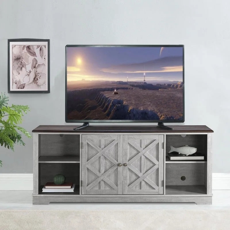 Meuble TV rustique extra-large de 178 cm pour téléviseurs de 80 pouces - Fini bois naturel