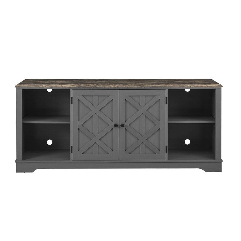 Meuble TV rustique extra-large de 178 cm pour téléviseurs de 80 pouces - Fini bois naturel
