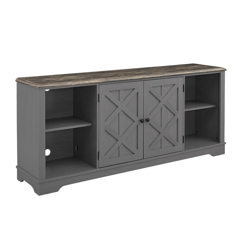 Meuble TV rustique extra-large de 178 cm pour téléviseurs de 80 pouces - Fini bois naturel
