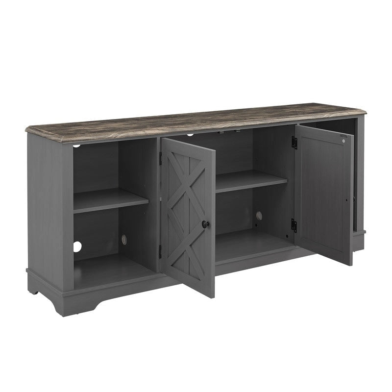 Meuble TV rustique extra-large de 178 cm pour téléviseurs de 80 pouces - Fini bois naturel