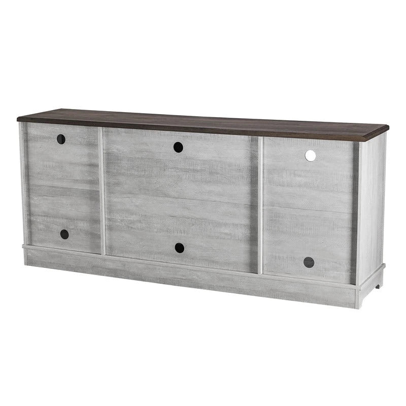 Meuble TV rustique extra-large de 178 cm pour téléviseurs de 80 pouces - Fini bois naturel