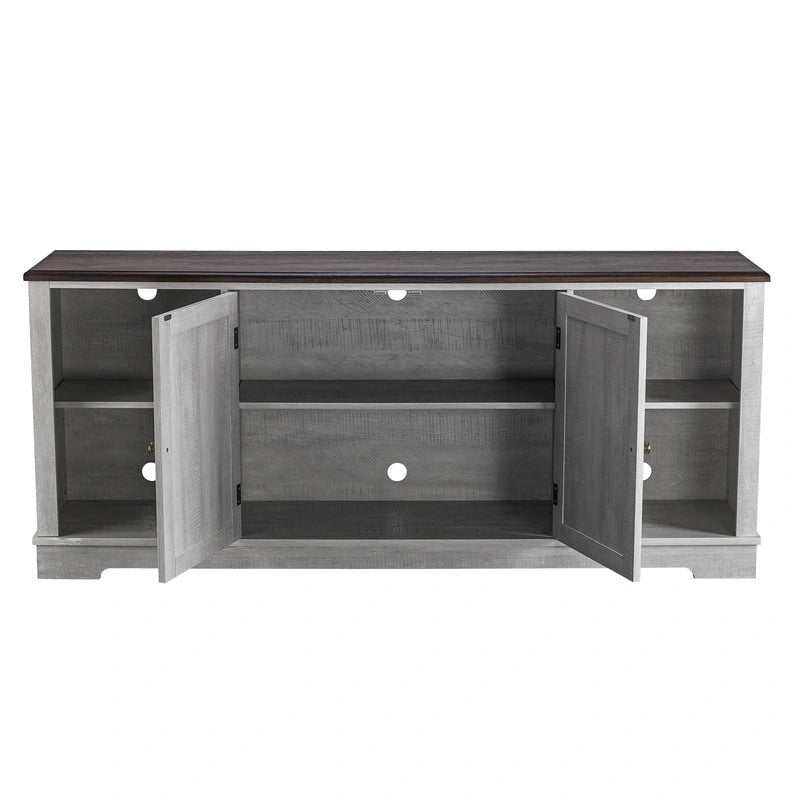 Meuble TV rustique extra-large de 178 cm pour téléviseurs de 80 pouces - Fini bois naturel