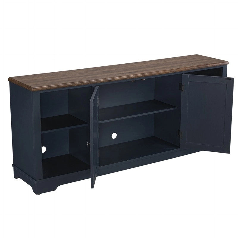 Meuble TV rustique extra-large de 178 cm pour téléviseurs de 80 pouces - Fini bois naturel