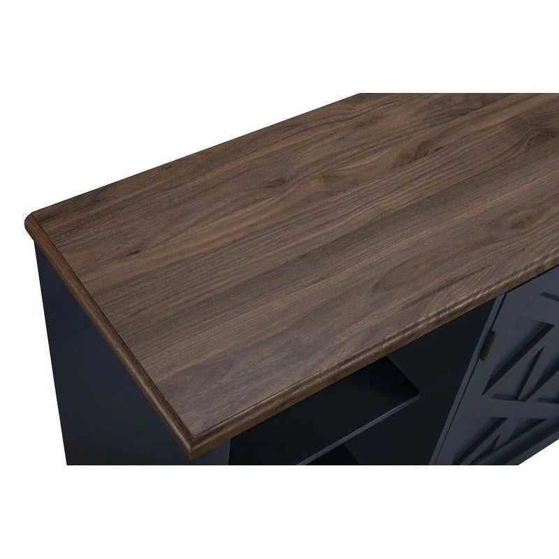 Meuble TV rustique extra-large de 178 cm pour téléviseurs de 80 pouces - Fini bois naturel