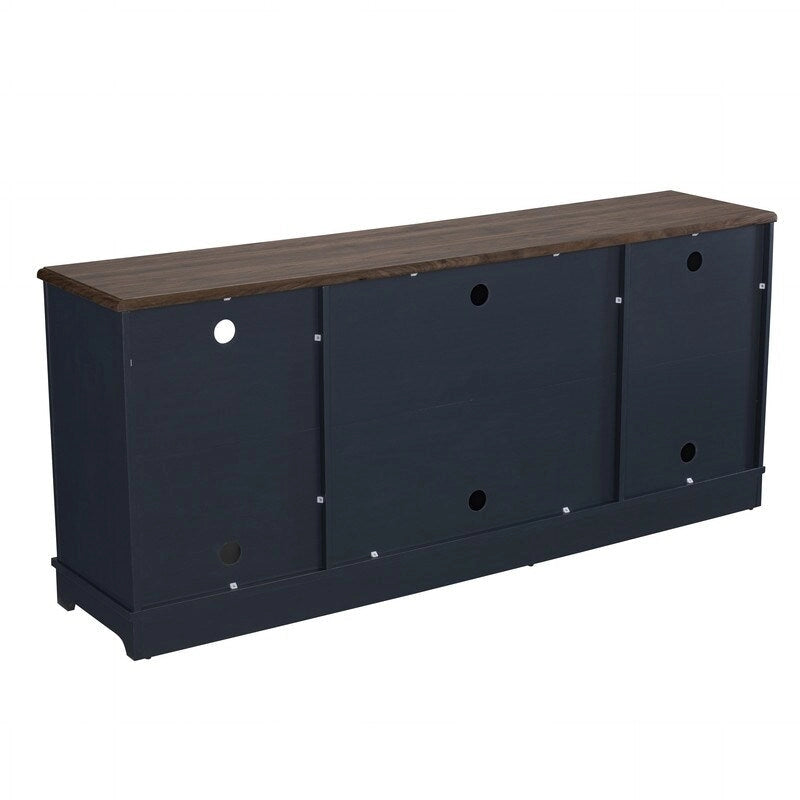 Meuble TV rustique extra-large de 178 cm pour téléviseurs de 80 pouces - Fini bois naturel