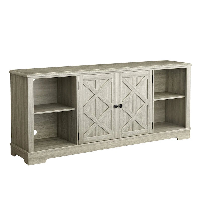 Meuble TV rustique extra-large de 178 cm pour téléviseurs de 80 pouces - Fini bois naturel