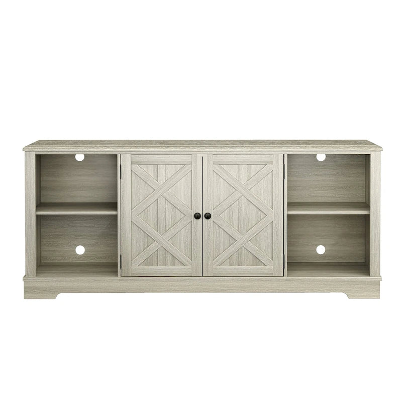 Meuble TV rustique extra-large de 178 cm pour téléviseurs de 80 pouces - Fini bois naturel