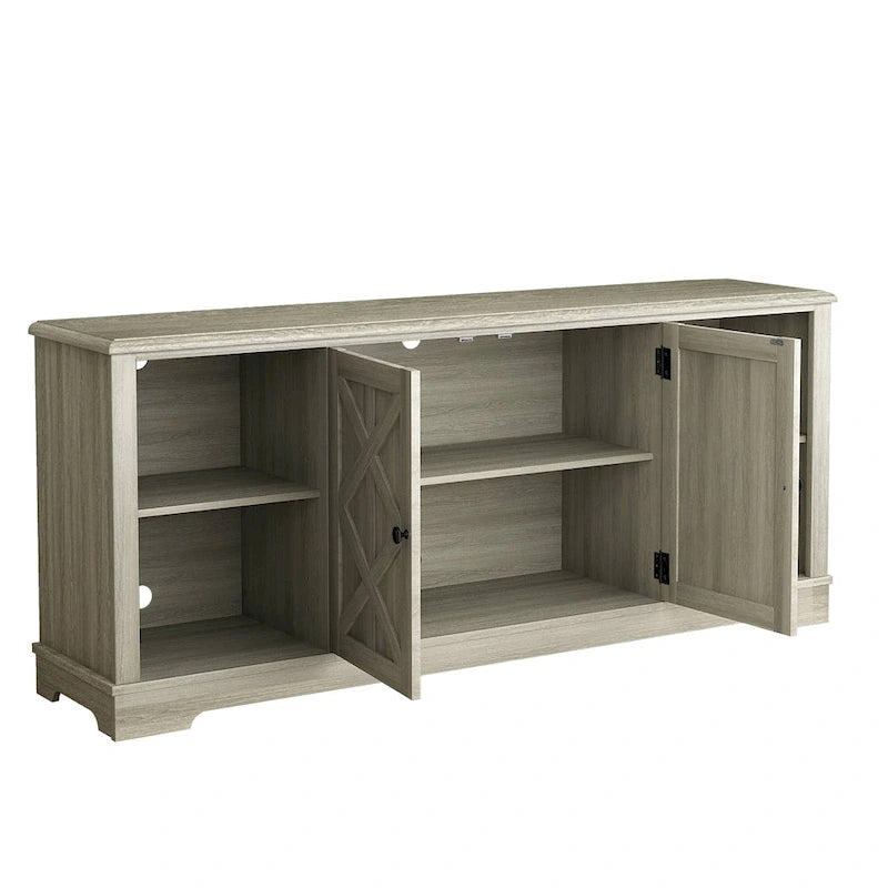 Meuble TV rustique extra-large de 178 cm pour téléviseurs de 80 pouces - Fini bois naturel