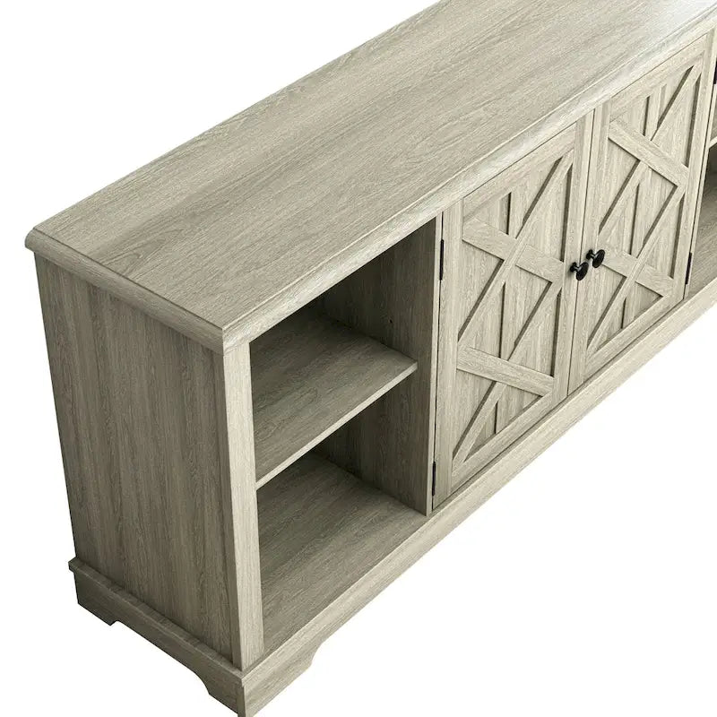 Meuble TV rustique extra-large de 178 cm pour téléviseurs de 80 pouces - Fini bois naturel