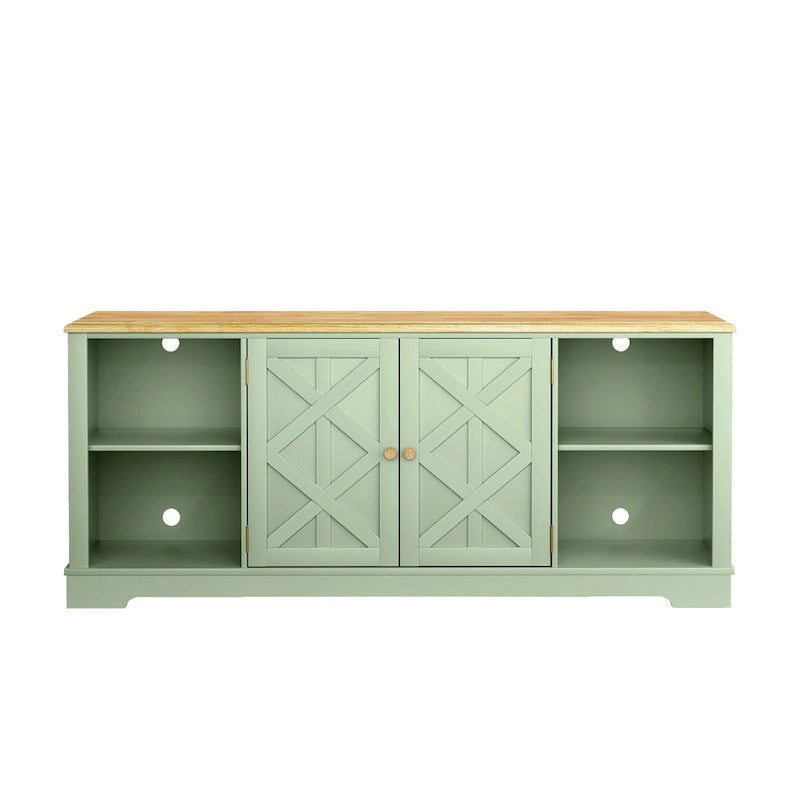 Meuble TV rustique extra-large de 178 cm pour téléviseurs de 80 pouces - Fini bois naturel