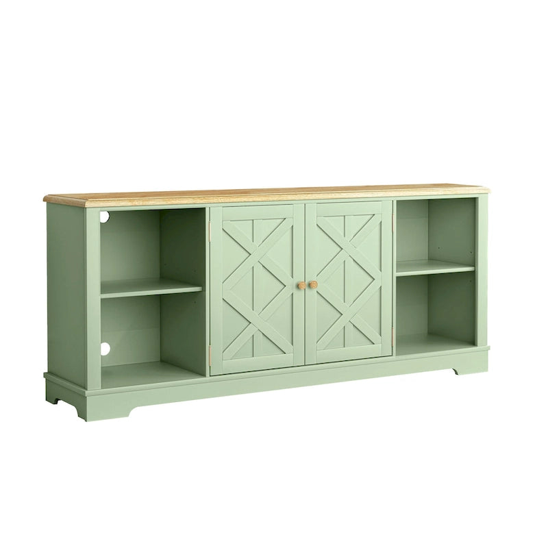 Meuble TV rustique extra-large de 178 cm pour téléviseurs de 80 pouces - Fini bois naturel