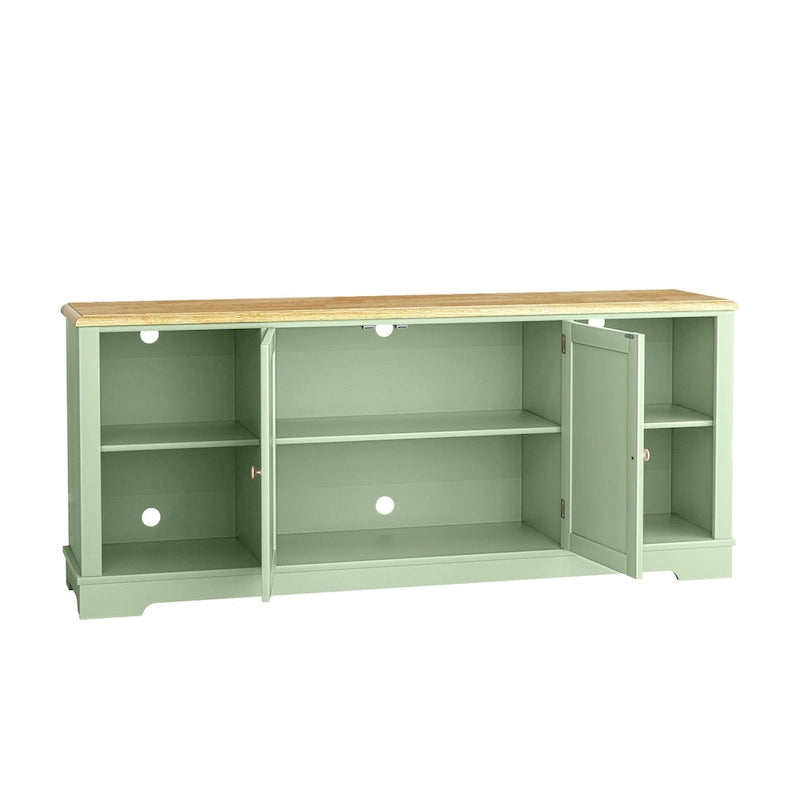 Meuble TV rustique extra-large de 178 cm pour téléviseurs de 80 pouces - Fini bois naturel