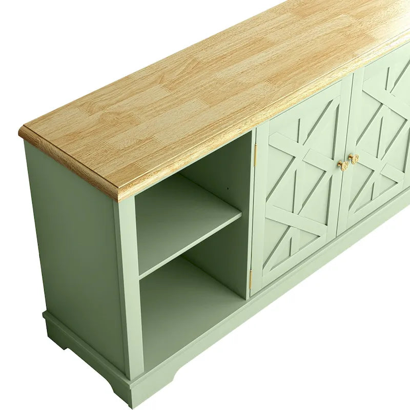 Meuble TV rustique extra-large de 178 cm pour téléviseurs de 80 pouces - Fini bois naturel