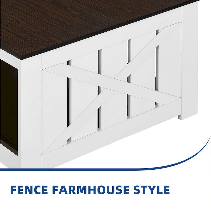 Table basse de ferme avec rangement pour salon, table basse carrée