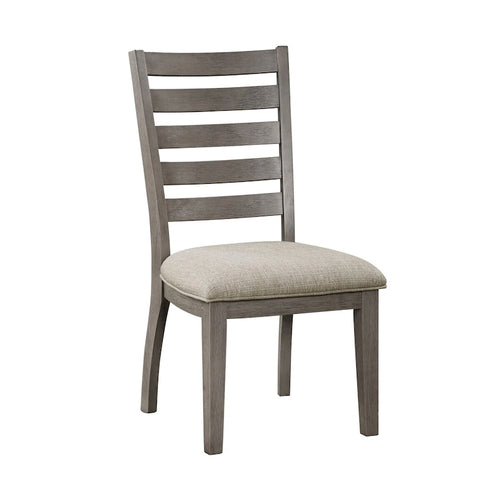 Chaises de salle à manger d'appoint de 23 pouces (lot de 2), dossier échelle, grises, assise capitonnée beige