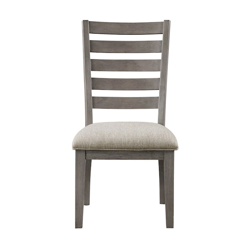 Chaises de salle à manger d'appoint de 23 pouces (lot de 2), dossier échelle, grises, assise capitonnée beige