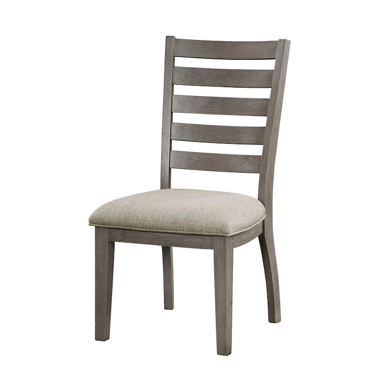 Chaises de salle à manger d'appoint de 23 pouces (lot de 2), dossier échelle, grises, assise capitonnée beige
