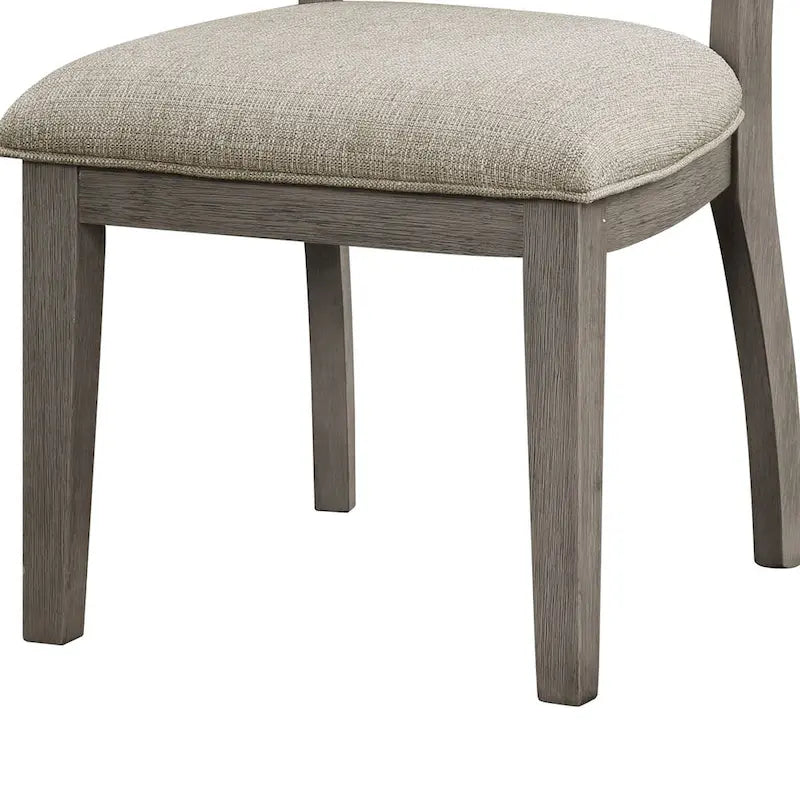 Chaises de salle à manger d'appoint de 23 pouces (lot de 2), dossier échelle, grises, assise capitonnée beige