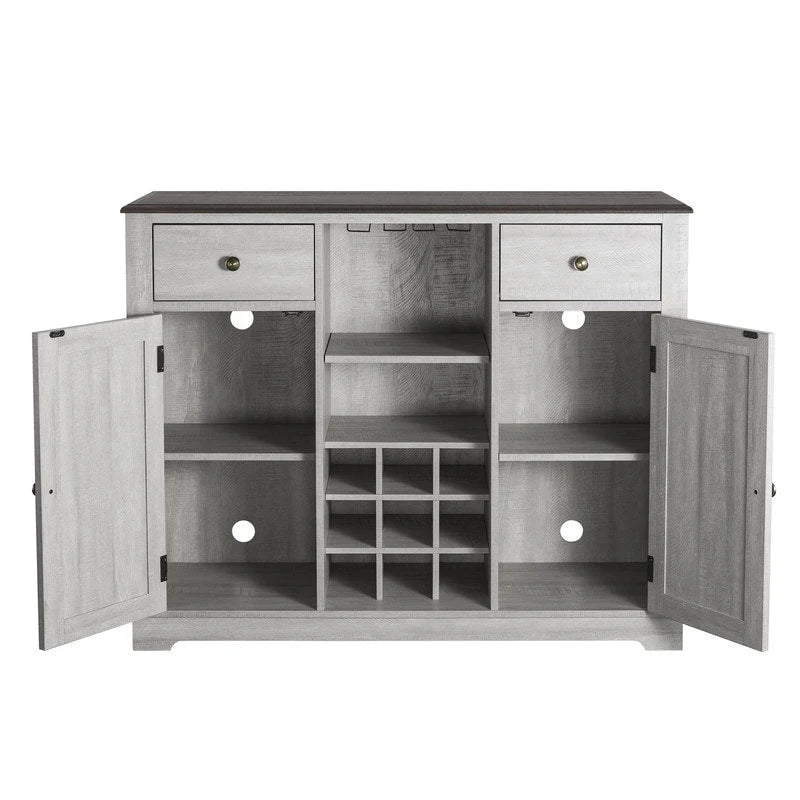 Meuble à vin moderne avec porte en X et porte-bouteilles intégré de 119 cm de largeur