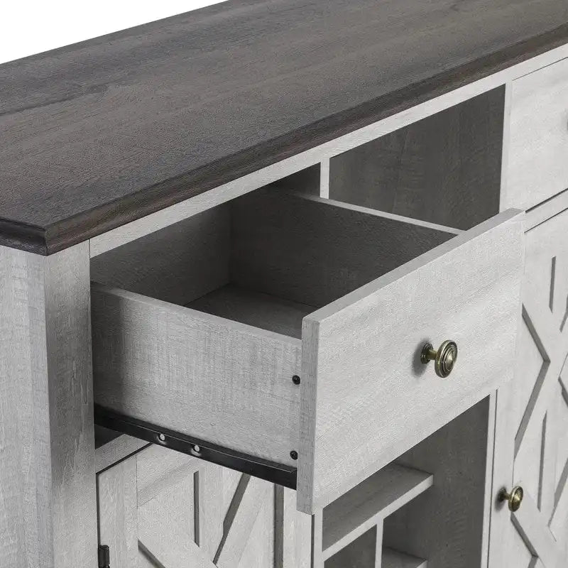 Meuble à vin moderne avec porte en X et porte-bouteilles intégré de 119 cm de largeur