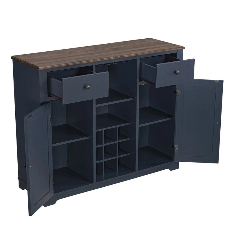 Meuble à vin moderne avec porte en X et porte-bouteilles intégré de 119 cm de largeur