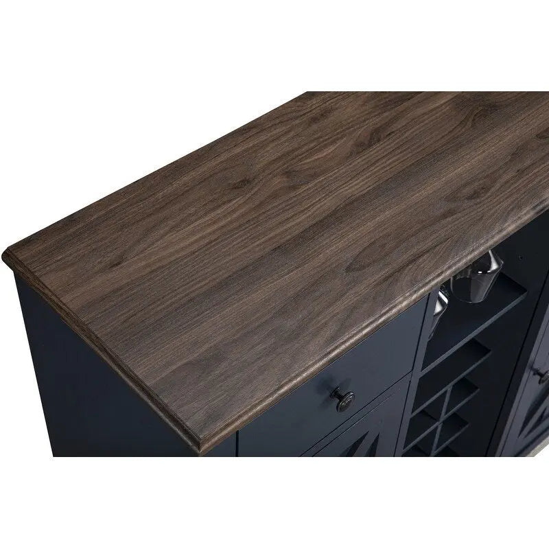 Meuble à vin moderne avec porte en X et porte-bouteilles intégré de 119 cm de largeur