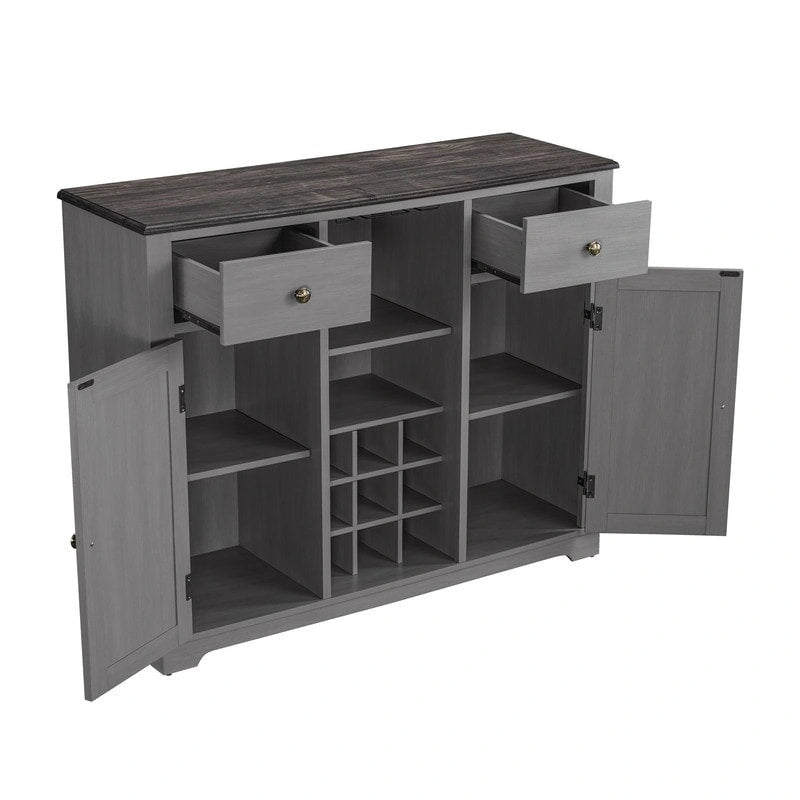 Meuble à vin moderne avec porte en X et porte-bouteilles intégré de 119 cm de largeur
