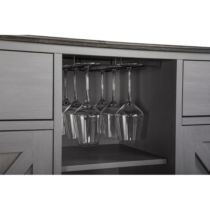 Meuble à vin moderne avec porte en X et porte-bouteilles intégré de 119 cm de largeur