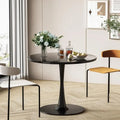 Table de cuisine ou de salle à manger ronde de style Mid-Century Modern avec plateau en MDF de qualité supérieure et pied central en acier pour salle à manger