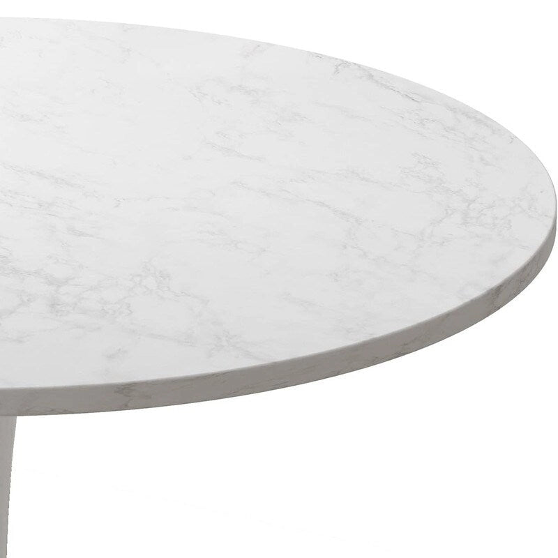Table de cuisine ou de salle à manger ronde de style Mid-Century Modern avec plateau en MDF de qualité supérieure et pied central en acier pour salle à manger