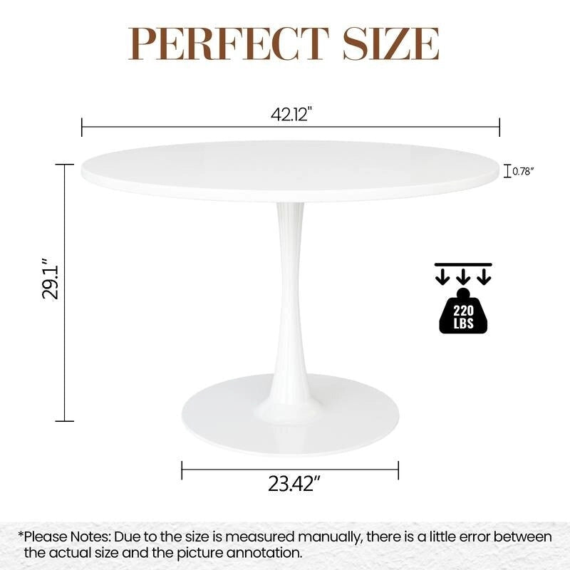 Table de cuisine ou de salle à manger ronde de style Mid-Century Modern avec plateau en MDF de qualité supérieure et pied central en acier pour salle à manger