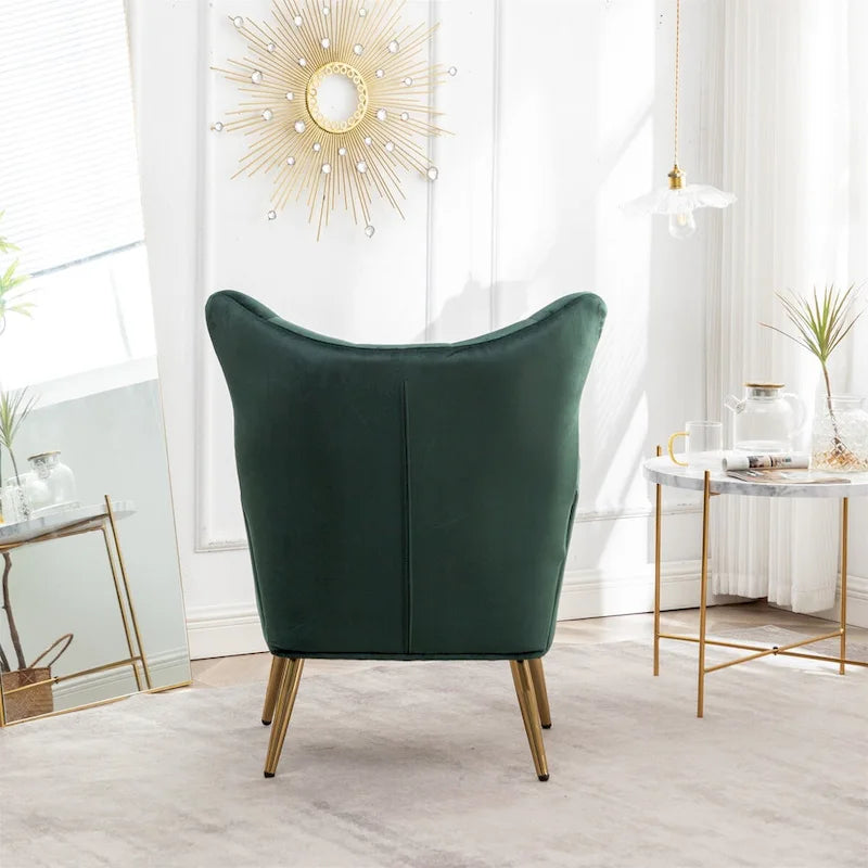 Fauteuil d'appoint à oreilles en velours capitonné