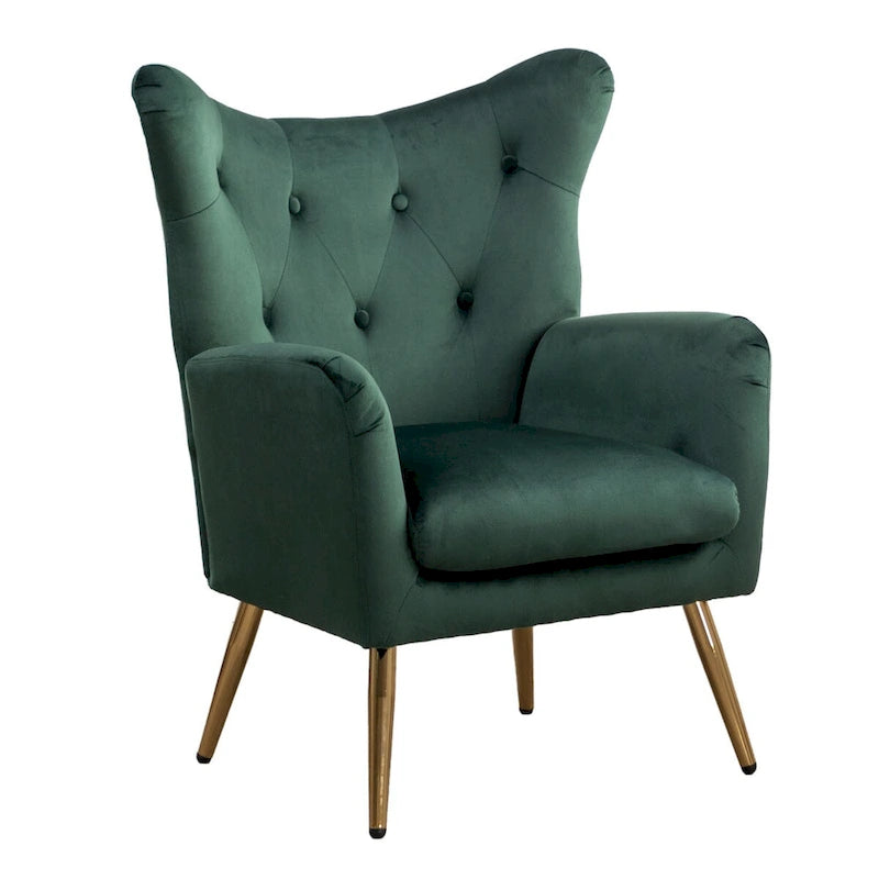 Fauteuil d'appoint à oreilles en velours capitonné