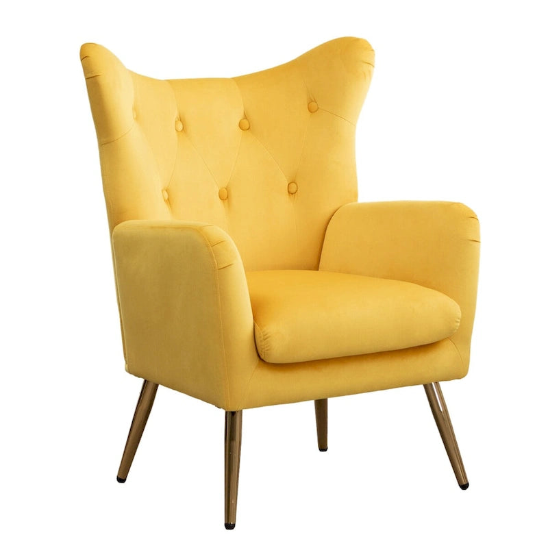 Fauteuil d'appoint à oreilles en velours capitonné
