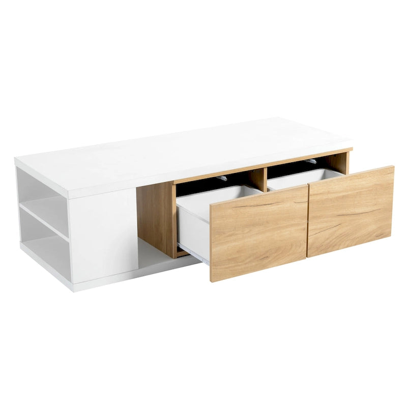 Table basse extensible avec 2 tiroirs de rangement