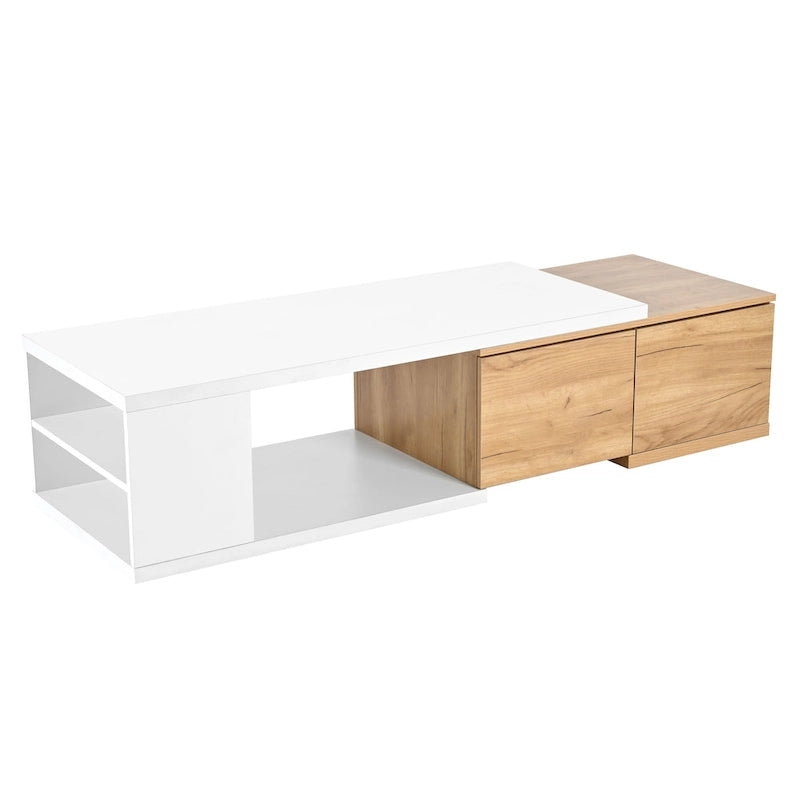 Table basse extensible avec 2 tiroirs de rangement