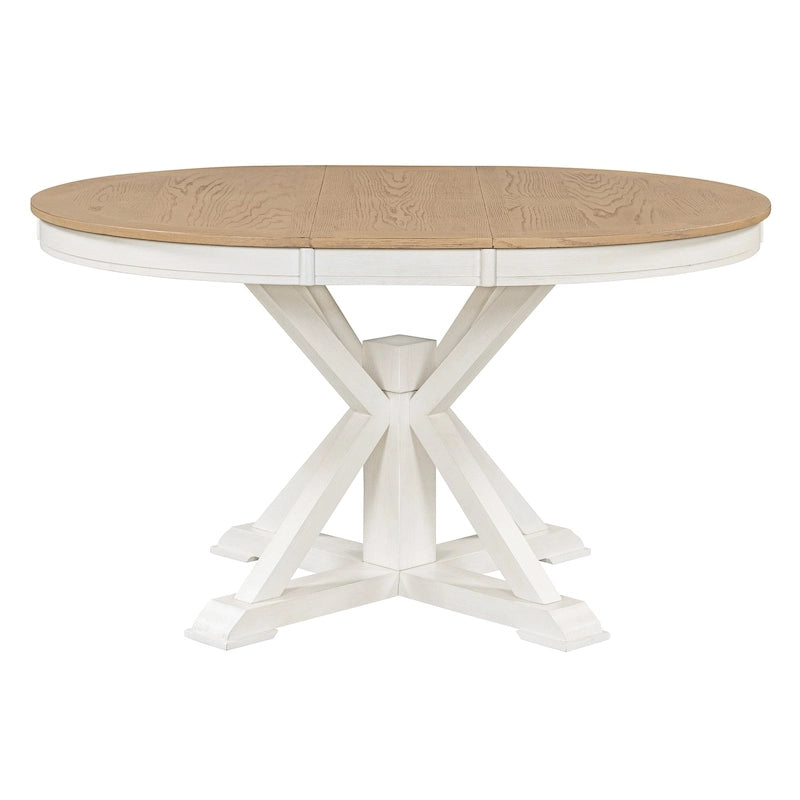 Table de salle à manger extensible de style rétro et fonctionnel, avec une rallonge de 30 cm
