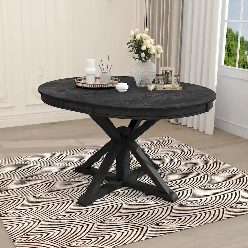 Table de salle à manger extensible de style rétro et fonctionnel, avec une rallonge de 30 cm