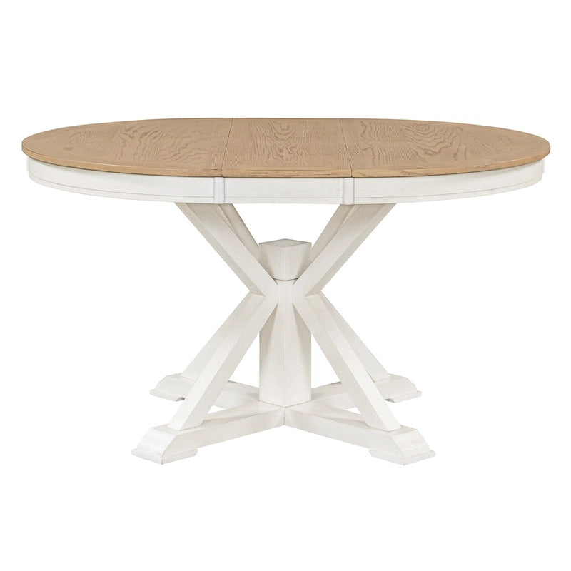 Table de salle à manger extensible de style rétro et fonctionnel, avec une rallonge de 30 cm