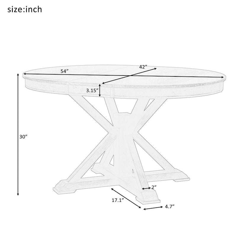 Table de salle à manger extensible de style rétro et fonctionnel, avec une rallonge de 30 cm