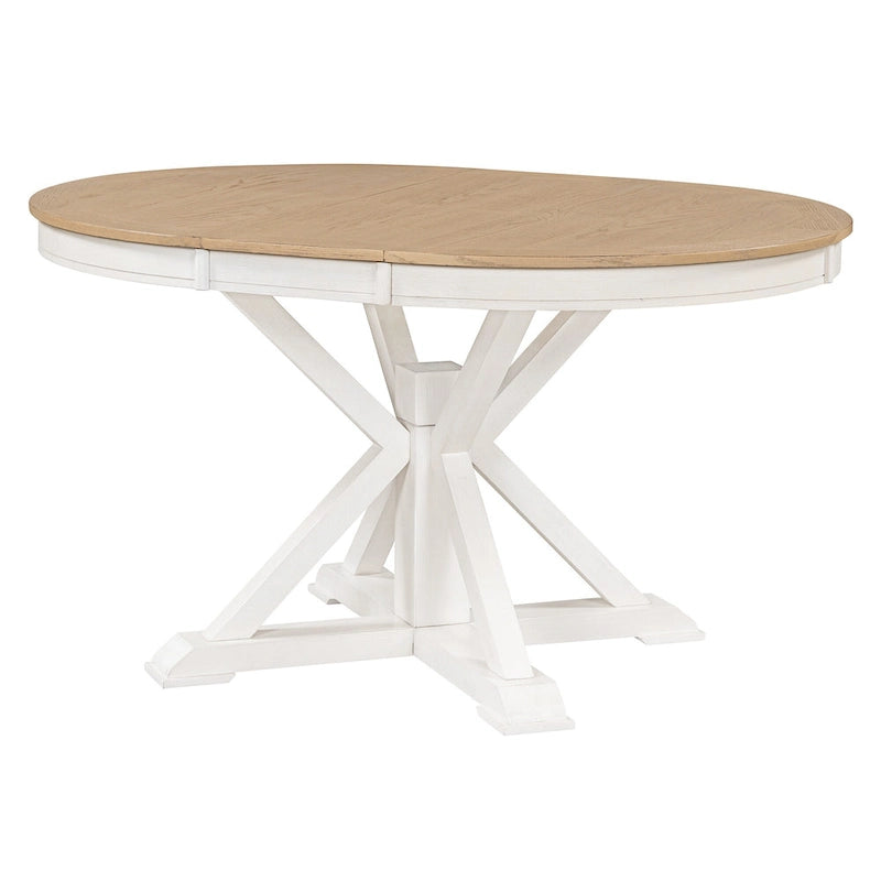 Table de salle à manger extensible de style rétro et fonctionnel, avec une rallonge de 30 cm