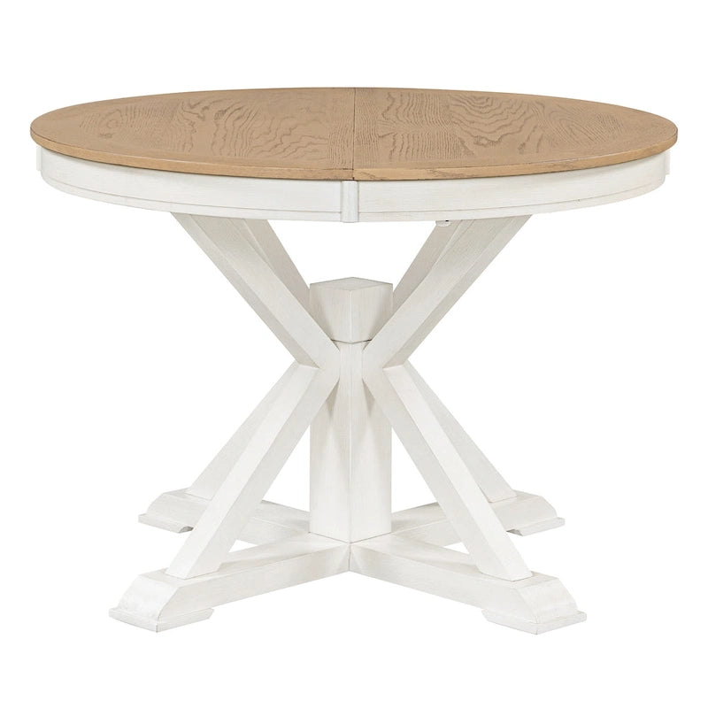 Table de salle à manger extensible de style rétro et fonctionnel, avec une rallonge de 30 cm