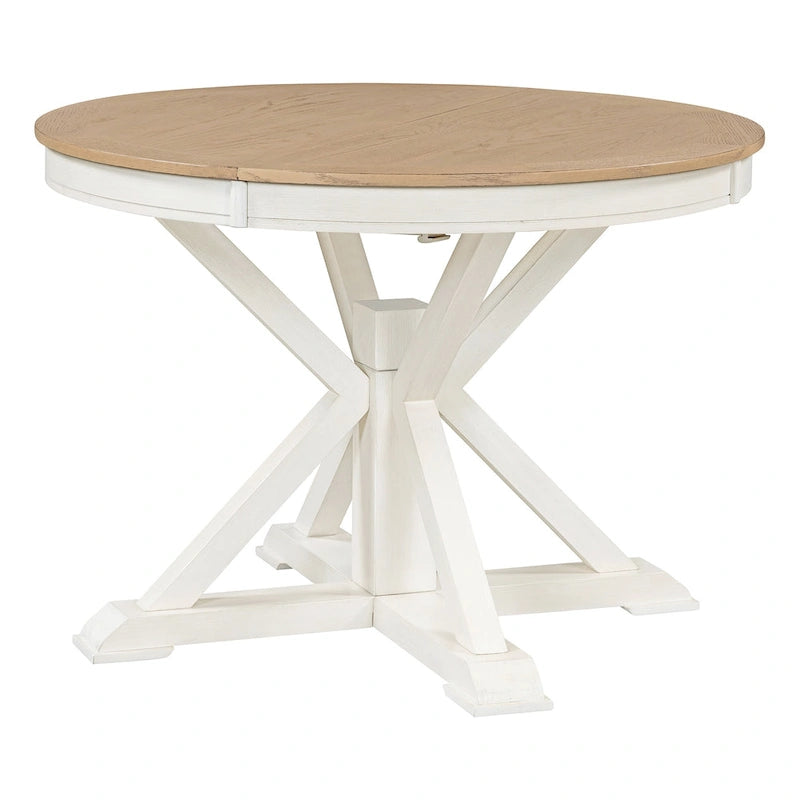 Table de salle à manger extensible de style rétro et fonctionnel, avec une rallonge de 30 cm