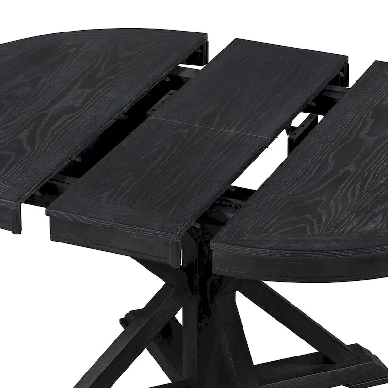 Table de salle à manger extensible de style rétro et fonctionnel, avec une rallonge de 30 cm